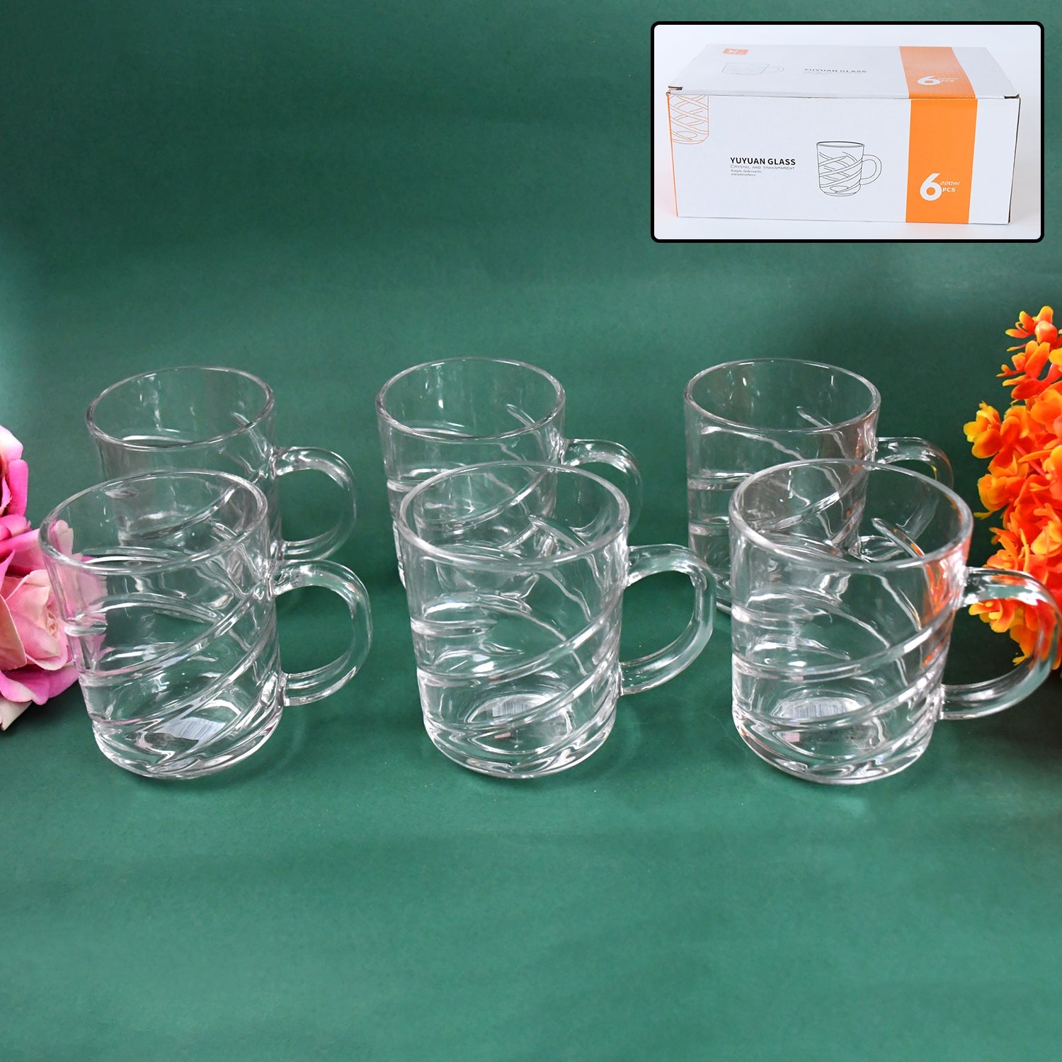 Glass Coffe & Tea Cup / Mug Enjoy Your Drink in Style, Water glass (6 pcs Set / 220 ML) Glass Coffe & Tea Cup / Mug Enjoy Your Drink in Style, Water glass (6 pcs Set / 220 ML)